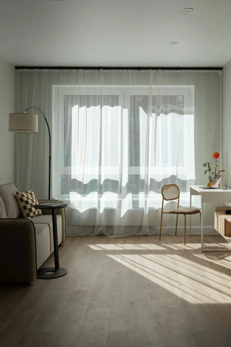 Sunlight through freshly cleaned sheer curtains