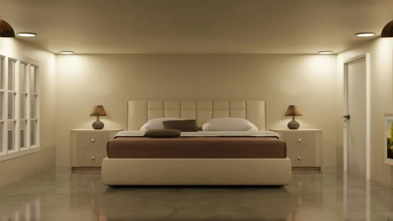 Clean bedroom with a large bed and fresh linen