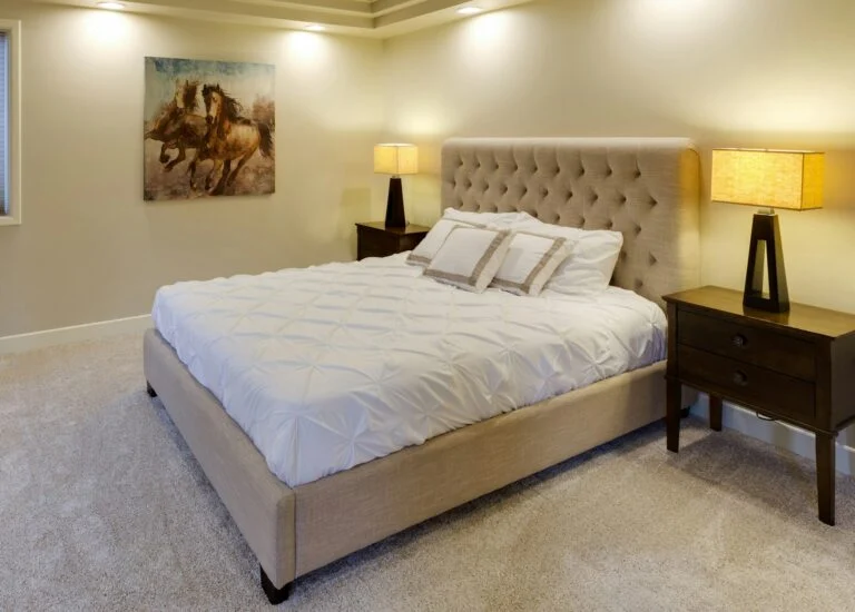 Fresh clean mattress in a bright bedroom